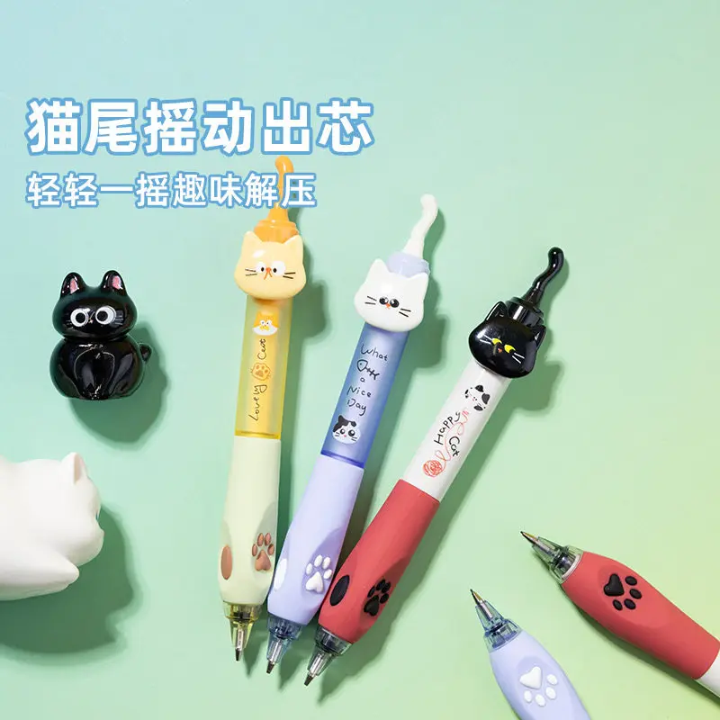 Morning Light Happy Swinging Happy Automatic Pencil Cat Pen Student Specific Corrective Grip Pen High Beauty 0.5