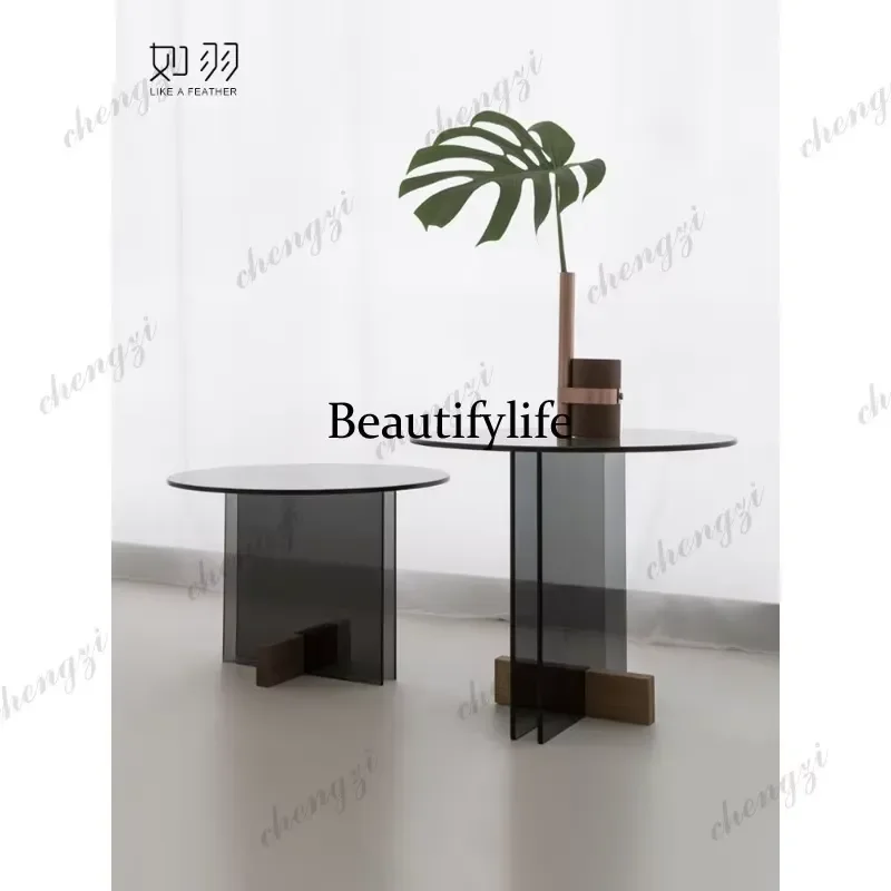Modern Simple Glass Coffee Table for Living Room Designer High Grade Tempered Glass Edge Table