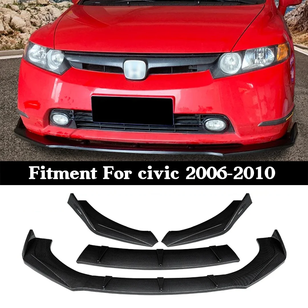

Для Honda Civic 8-го поколения 2006-2010, комплект из 3 передних спойлеров для губ, разветвитель из полиуретана в агрессивном стиле и боковые диффузоры