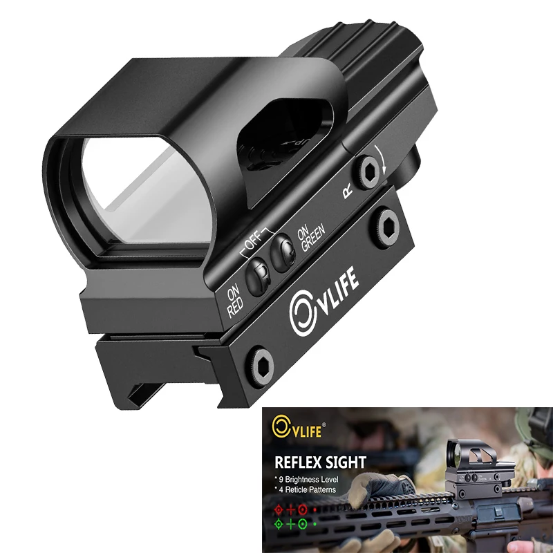 

CVLIFE Rifle Scope Red Green Dot Sight 4 Adjustable Reticle Reflex Riflescope Holographic Sights Optics for 20mm Picatinny Rail