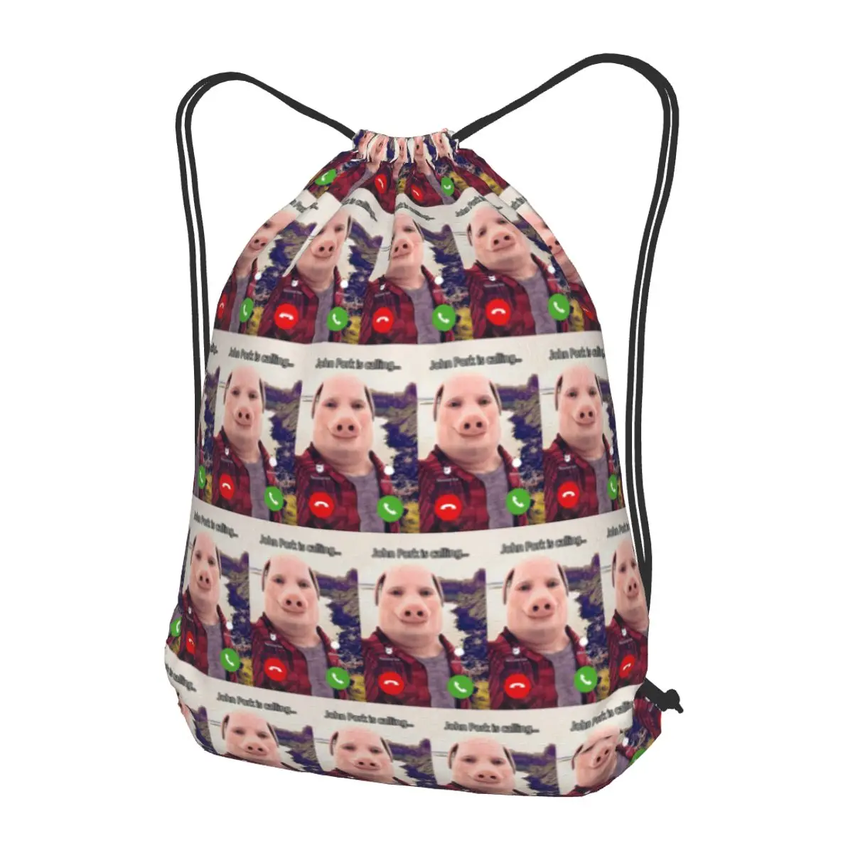 John Pork Is Calling Answer Call Phone Backpacks Portable Drawstring Bags Sundries Bag Book Bags for Man Woman Students