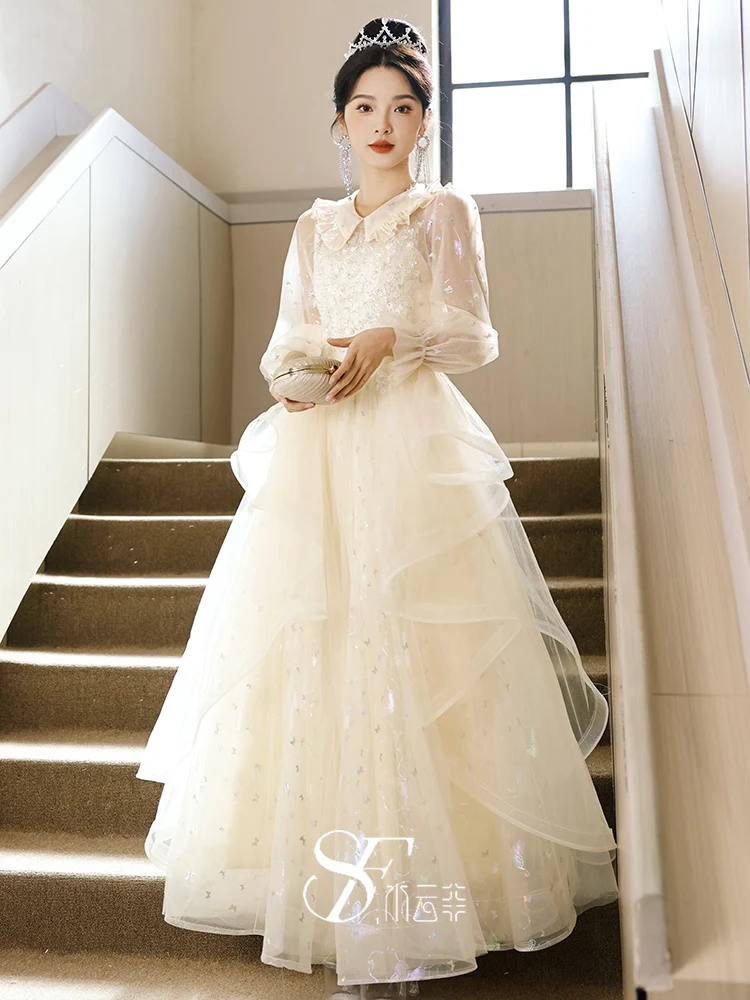 

Ele Evening Gown Women's 2025 New Sle Banquet High-End Slimming 8 Years Old Adult Piano Performance Art Exam Dr