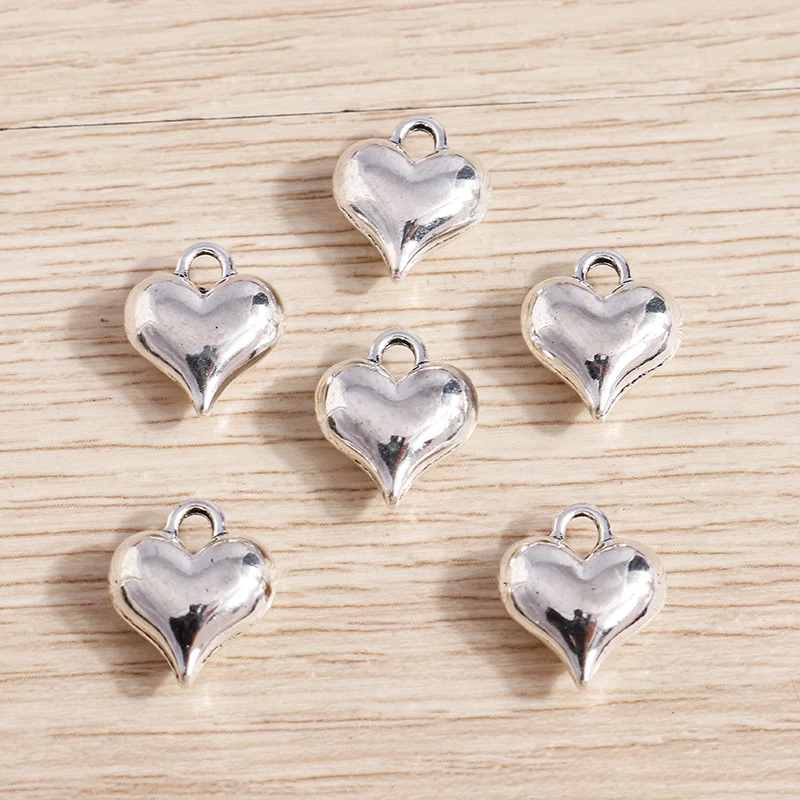 

20pcs 12x13mm Cute Alloy Love Heart Charms Pendants for Jewelry Making Necklaces Earrings DIY Handmade Bracelets Crafts Supplies