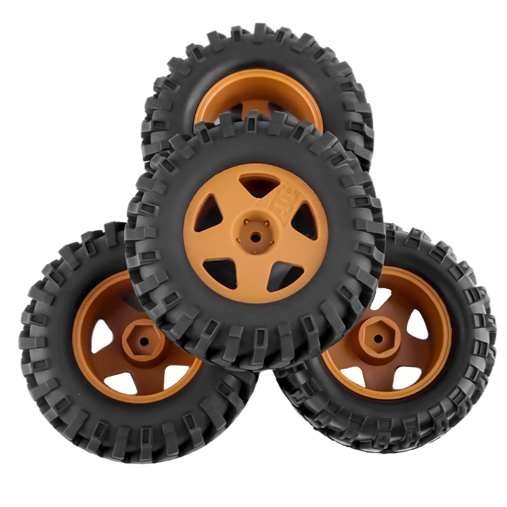 مجموعة إطارات وعجلات مجنزرة RC مع إطارات مطاطية بمحور سداسي 12 مم لـ 1/12 FMS FJ45، MN-D90، MN-99S، RGT EX86100 (الغراء المطلوب)