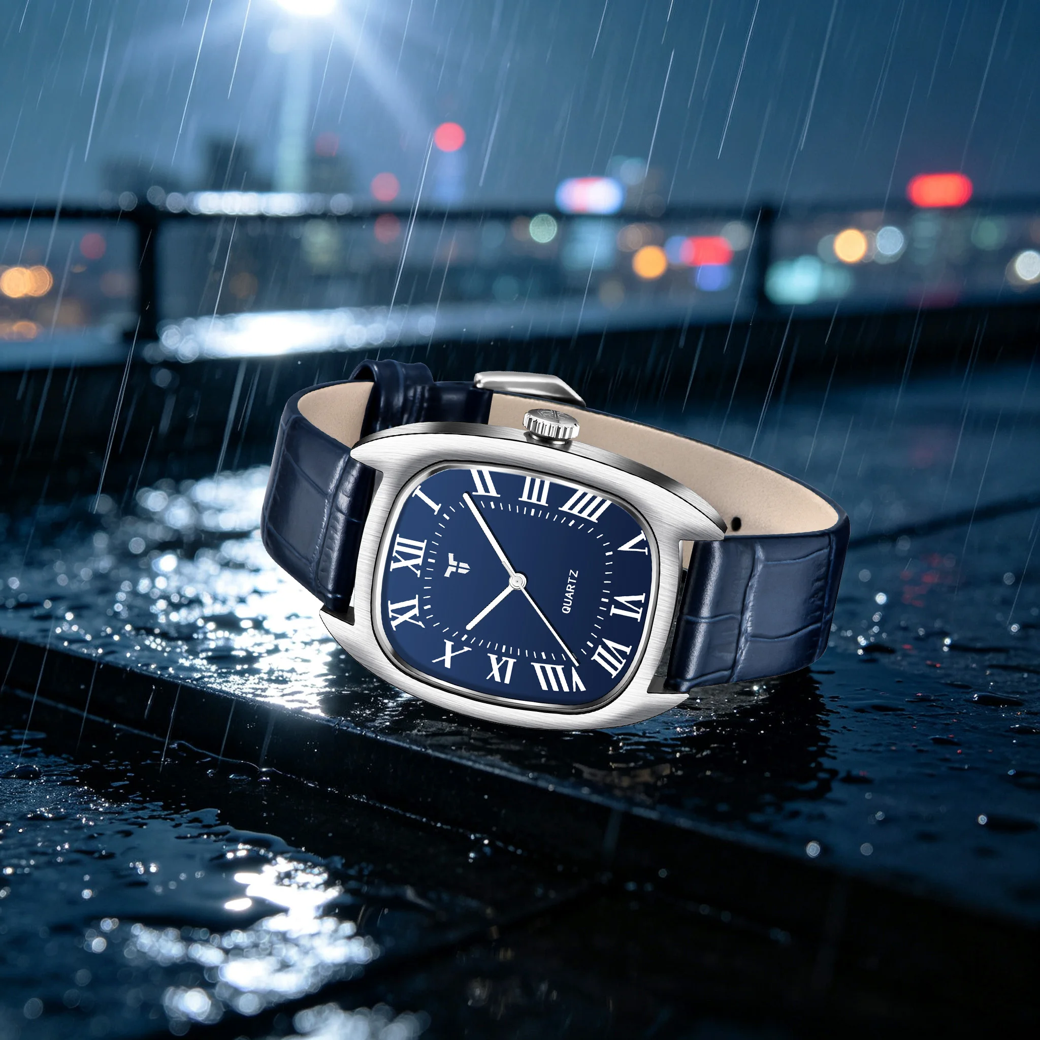 TYBERLEY Elegant Retro Men's Quartz Watches For Man Dress Tonneau Roman Numbers Dial Hardlex Leather Waterproof Watch Gift Gift