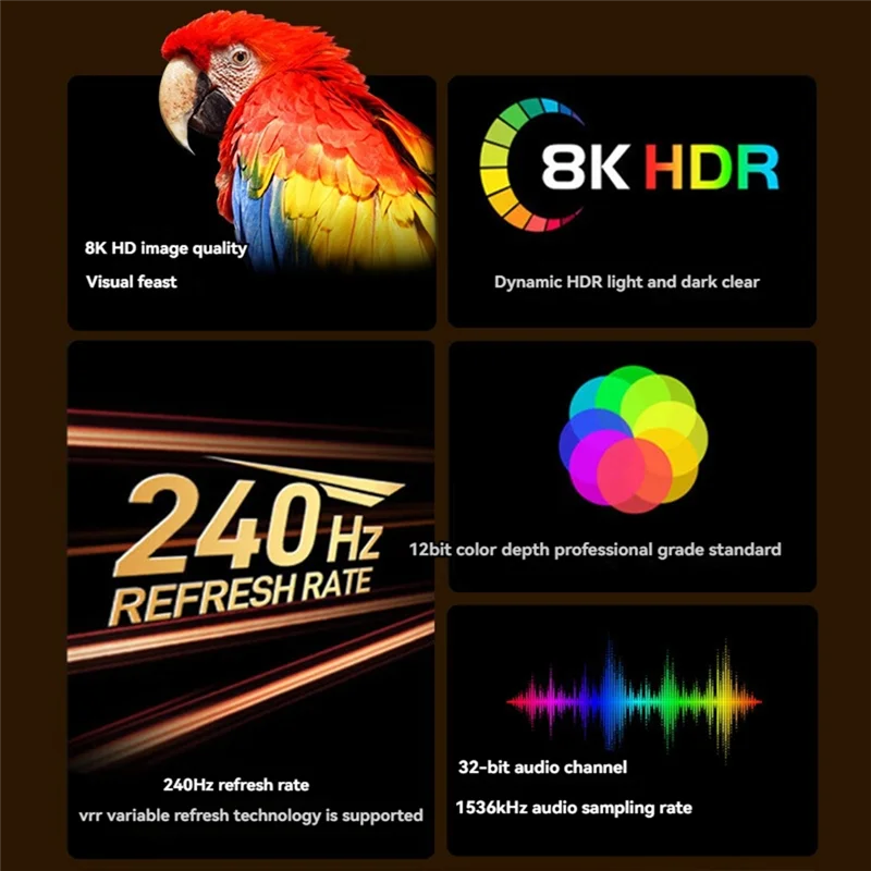 DP1.4 8K 60Hz Displayport Cable DP Cable 4K 144Hz Shielded HDR 32Gbps Video Audio Cable For Laptop TV Projector