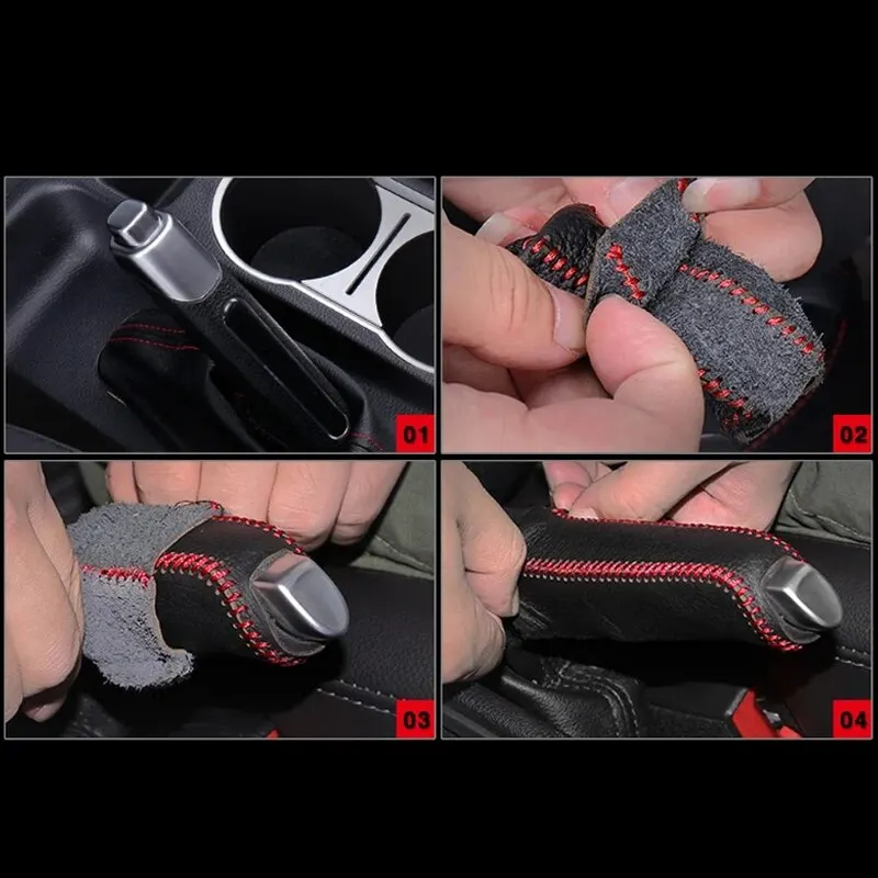 Car Leather Gears Handbrake Cover for SEAT Altea Toledo MK1 MK2 Ibiza Cupra Leon Cupra for Skoda Fabia Rapid image 5