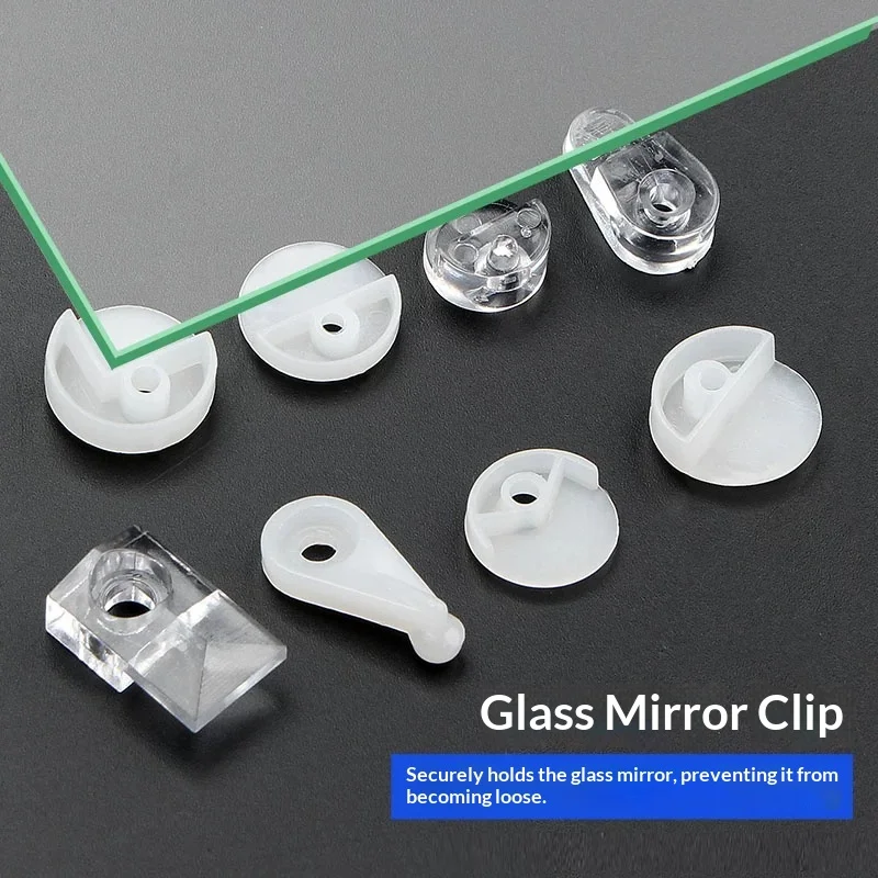 Glass Mirror Retainer Clip Plastic Nail Cabinet Door Glass Fixing Clip Frame Installation Latch for Mirror Lens Installation