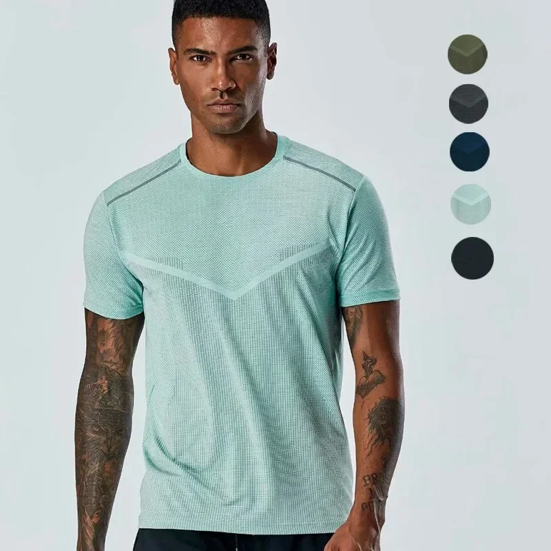

Elasticity Breathable Men Fitness Sportswear Outdoor Quick-Dry Short-Sleeved Shirt Running T Shirts Bodybuilding Clothes