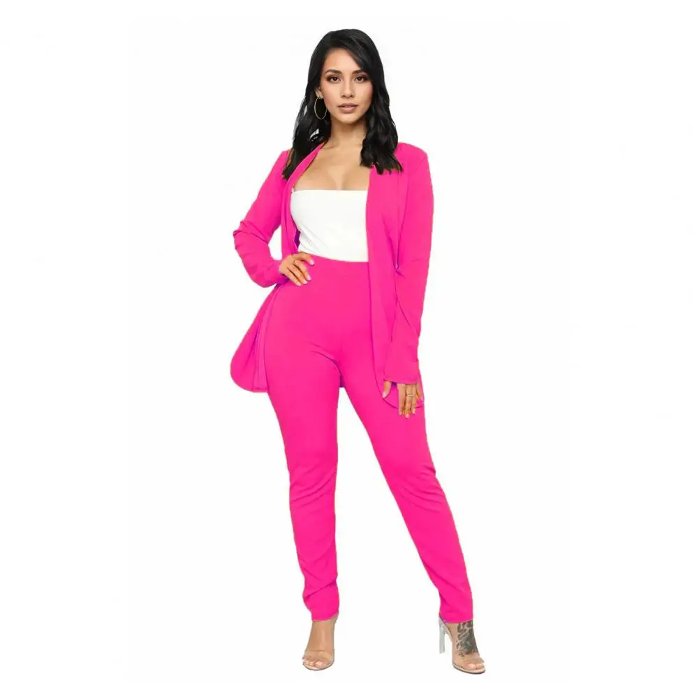 Conjunto Formal para ir al trabajo de negocios, 2 unidades/juego, traje para mujer, abrigo, pantalones, conjunto Formal, cárdigan con solapa, chaqueta, pantalones de cintura alta