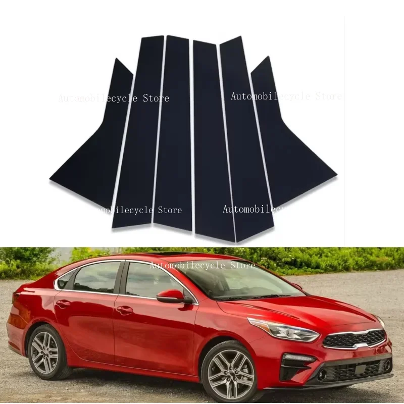 6PCS Glossy Black Pillar Posts Fit For  Kia K3 Forte Sedan 2019 2020 2021 2022 2023 Window Moulding B C Center Sticker Cover
