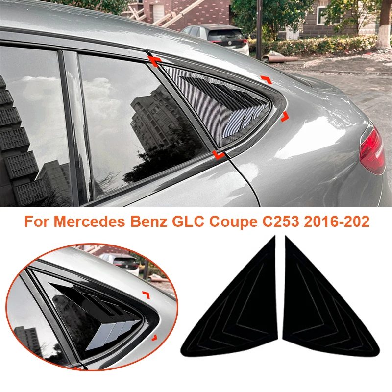 Glanzend zwart Voor Mercedes Benz GLC Coupe C253 2016-2022 Driehoek lamel haaienkieuw vormige achterruit decoratieve raam vent