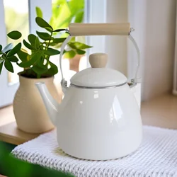 2.5L Enamel Boiling Water Kettle Exquisite Solid Color Teapot Household Enamel Milk Tea Pot Kitchen Cookware