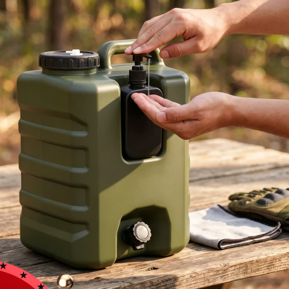 Contenedor Portátil de Almacenamiento de Agua con Grifo/Recipiente para Desinfectante de Manos, Jarra de Agua para Emergencias, Camping, Cubo, Tanque de Agua para Coche
