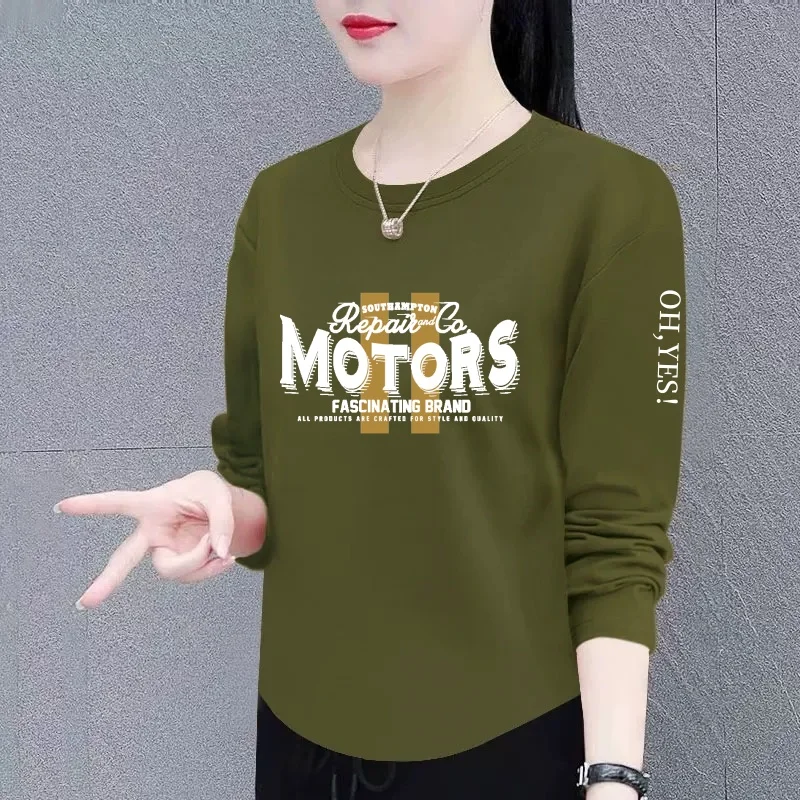 Long Sleeve T-Shirt Women's Base Shirt Inner Wear Top for Middle-Aged And Elderly Regular Fit round Neck Korean Style Commute...