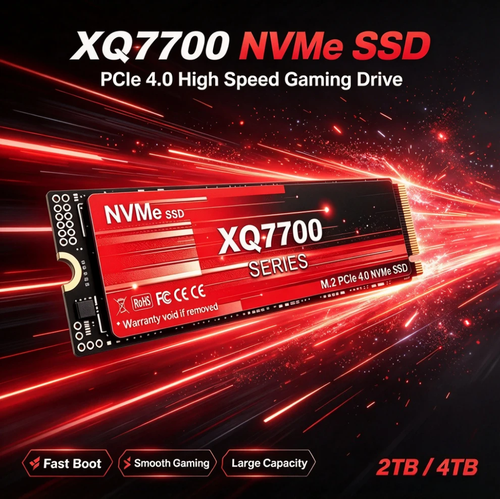 Internal Solid State Drive XQ7700 2TB 4TB SSD M.2 NVMe High Speed 7500MB/S PCIe 4.0 Gaming Drive Works for Laptop PC Hard Disk