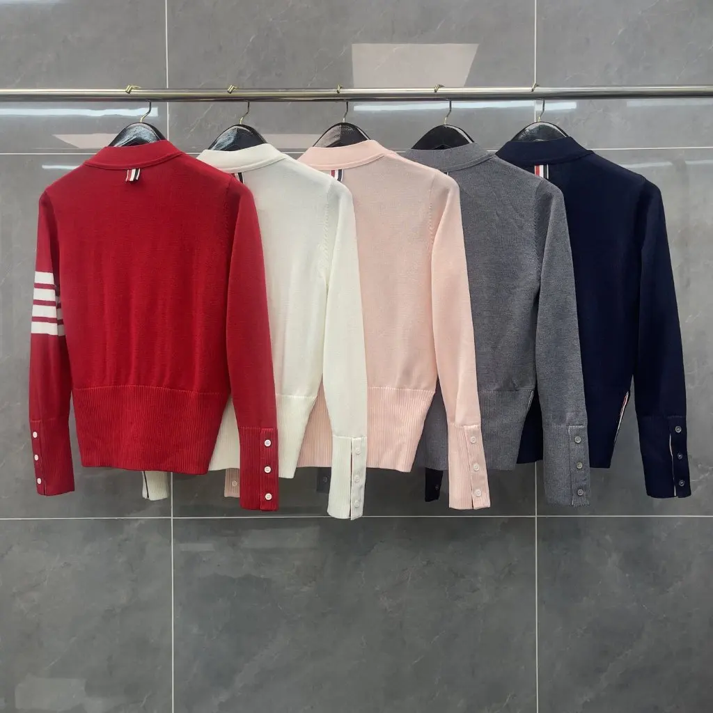 

Женский модный классический вязаный шерстяной кардиган TB с v-образным вырезом в академическом стиле, модный топ без карманов с четырьмя стержнями на осень-зиму