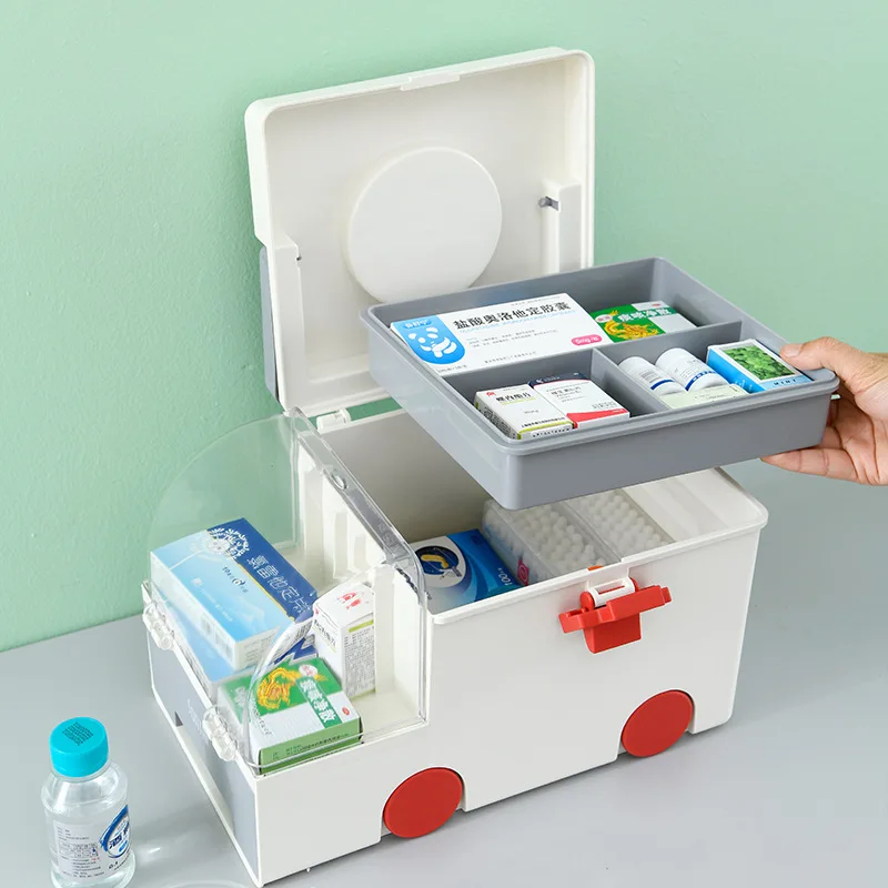Ambulance-Themed First Aid Kit–Portable Large-Capacity Medicine Organizer Home Travel Emergency Use Home Storage Box