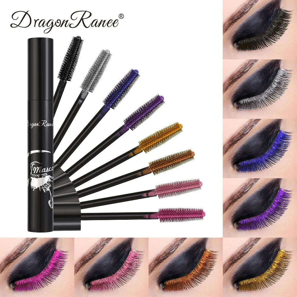 Waterproof Colorful Mascara Blue Purple Gold Pink Glitter Shimmer Mascara Lasting Thick Curling Lengthen Eyelash Extension Cream