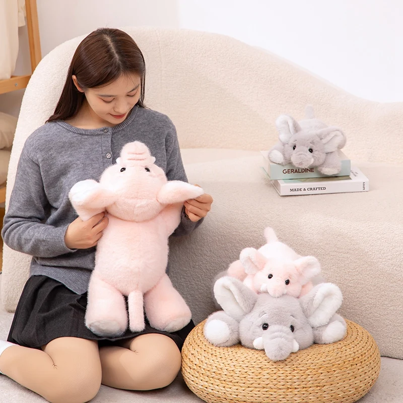 Hot Nordic Style Pajama Elephant Plush Kawaii Animal Pillow Doll Pink Blue Macaron Color Palette Toy Soft Gift For Kids Friends