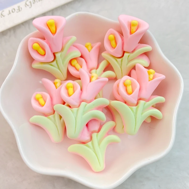 10Pcs New Resin Flower Flat Back Cartoon Scrapbook Figurine DIY Bow Decor Accessories Crafts