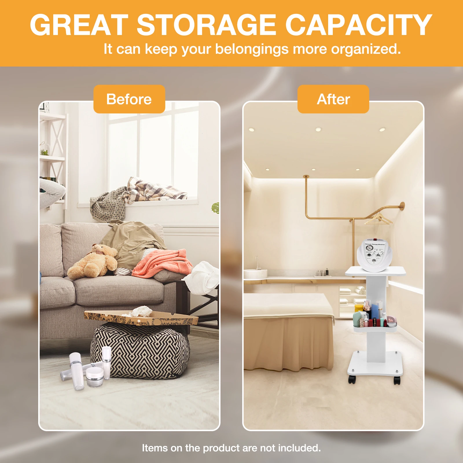 88LBS صالون المتداول عربة تسوق مع سلة 69 سنتيمتر/27In سبا صالون تجميل معدات التخزين حامل آلة المنظم عربة سبا #6