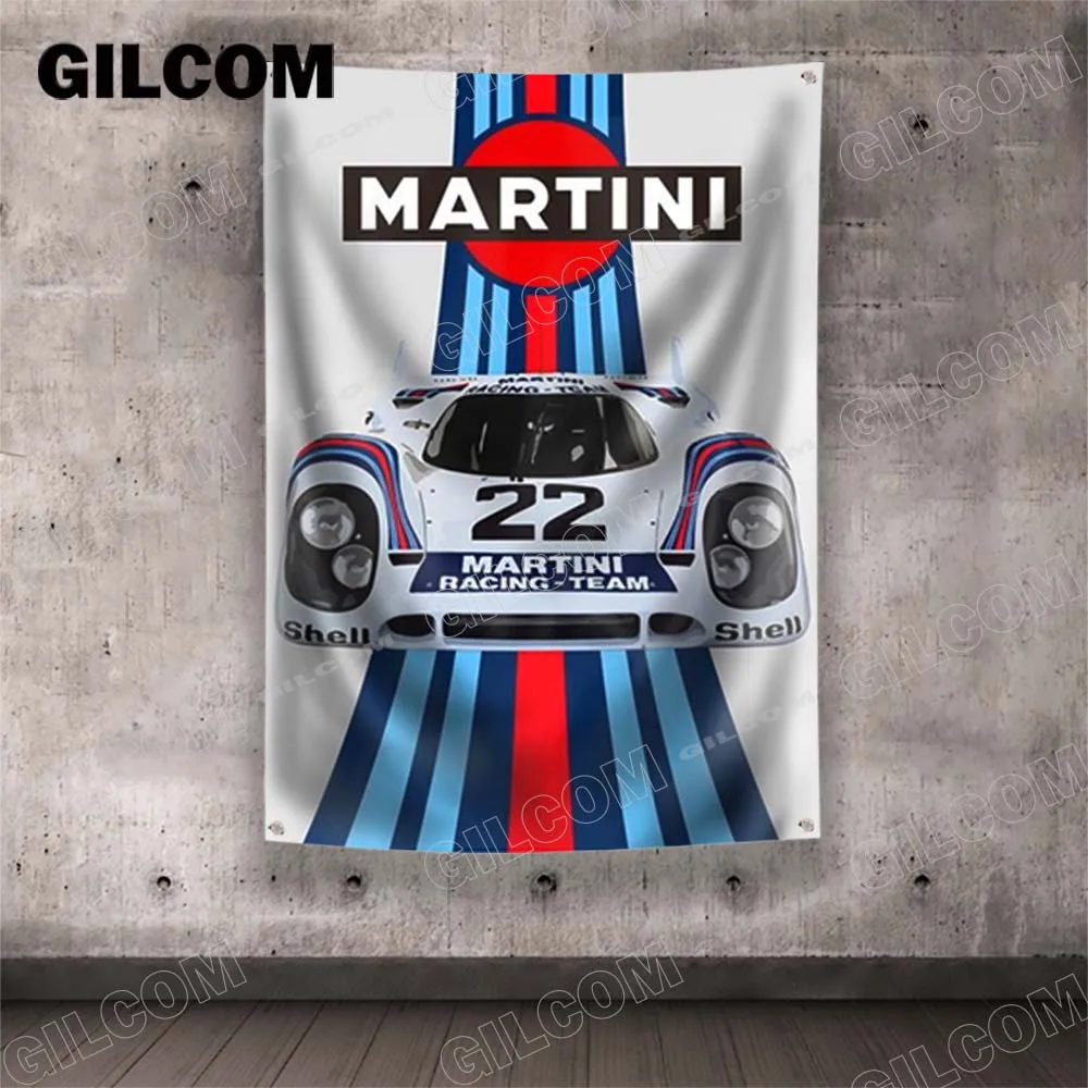 MARTINI Flag Racing Car Painting  Racer Home Poster Advertise Logo Sport Outdoor Club Digital Printing Banner Brass Grommet