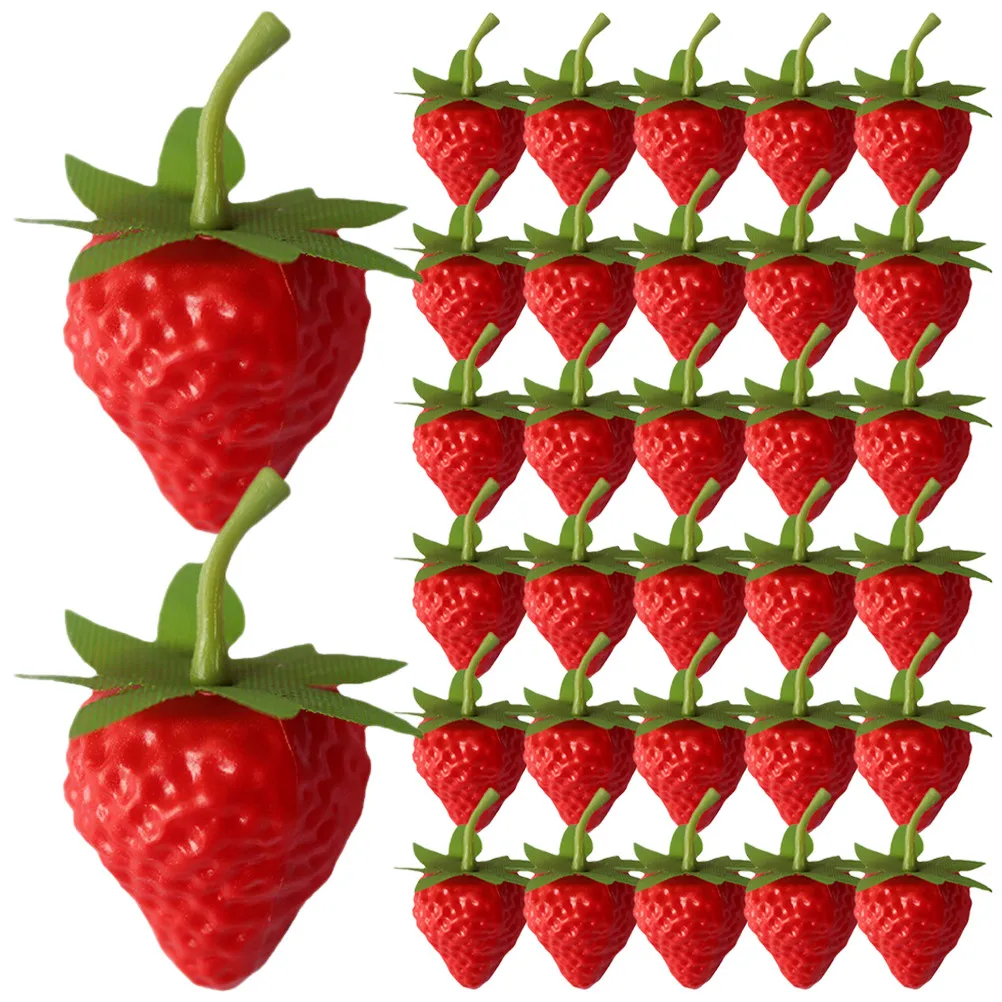 40Pcs Miniature Strawberries Artificial Fruit Decor Creative Pretend Play Item for Children Educational Cognitive Development