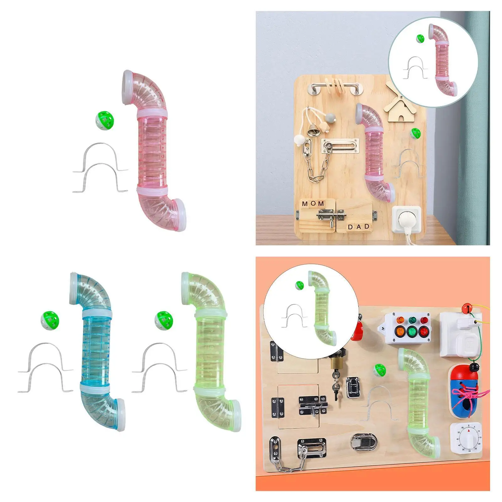 

Busy Board DIY Part,DIY Material Pipe,Travel Toy, Learning,Educational Sensory Board Parts Early Development for Kids Gifts