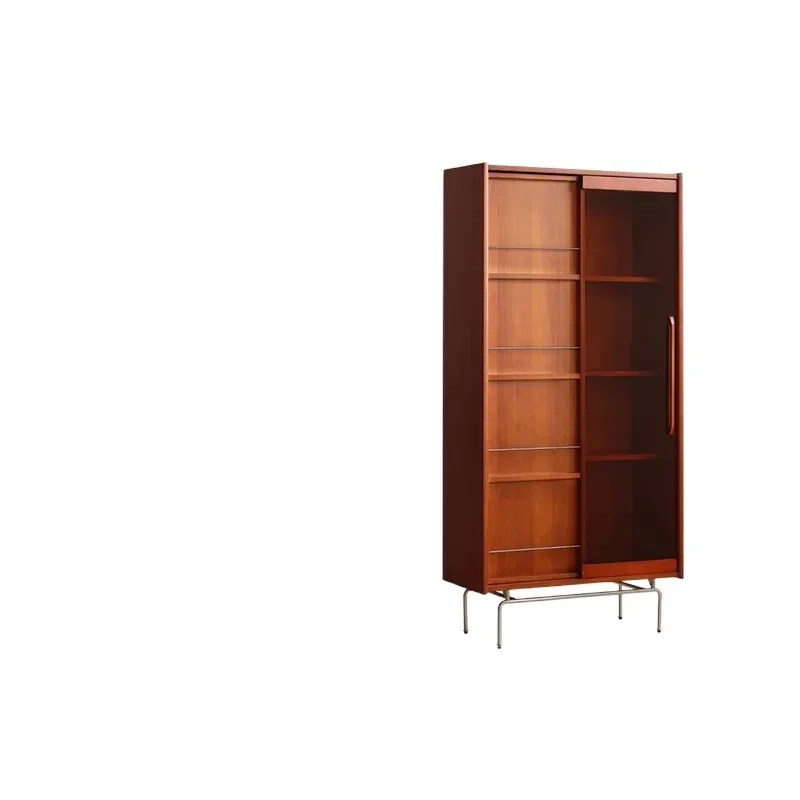 

Nordic solid wood home glass door bookshelf display cabinet study magazine locker