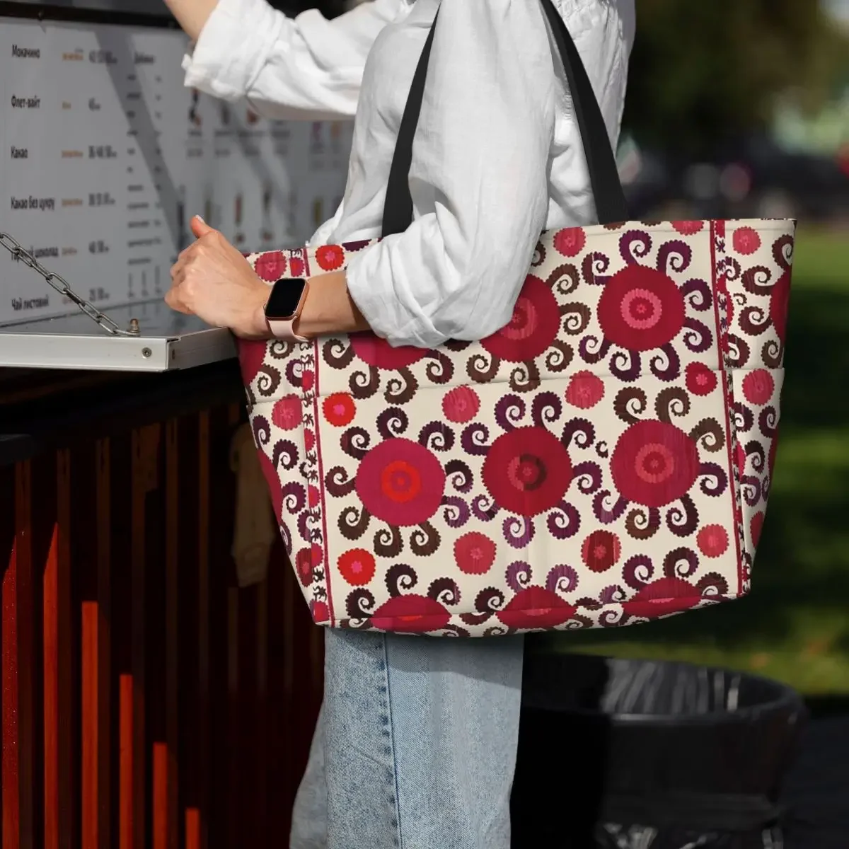 Samarkand Antique Southwest Uzbekistan Suzani Beach Tote Bag Sport Gym Yoga Duffle Large Tote Bag Women Travel Bag Fitness bag