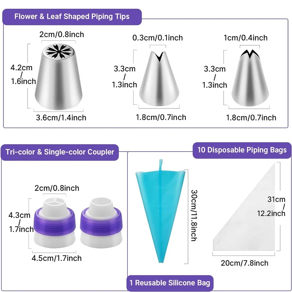 27 Russian Tulip Cream Icing Tip Stainless Steel Nozzle Set Candy Decoration Tool for Cupcakes Cookies Birthday Party Baking Too view 2