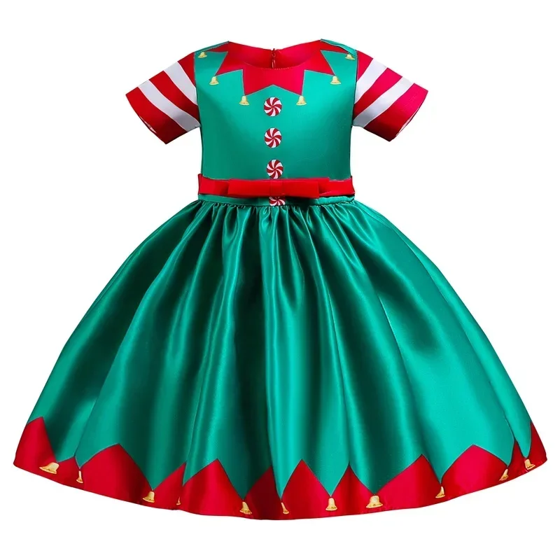 Baby Girls Christmas Dresses for 4-10 Yrs 2024 New Santa Claus Cosplay Costume for Kids Princess Party Dress for Christmas Gift