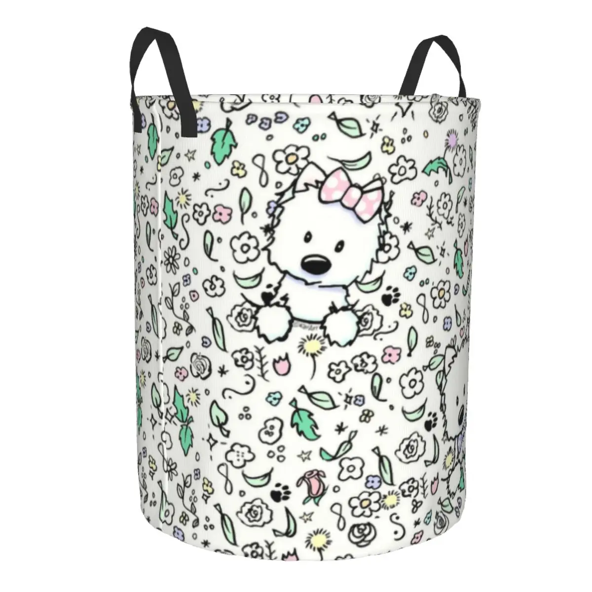 Cute West Highland Terrier Dog Laundry Basket Collapsible Westie Puppy Clothes Toy Hamper Storage Bin for Kids Nursery