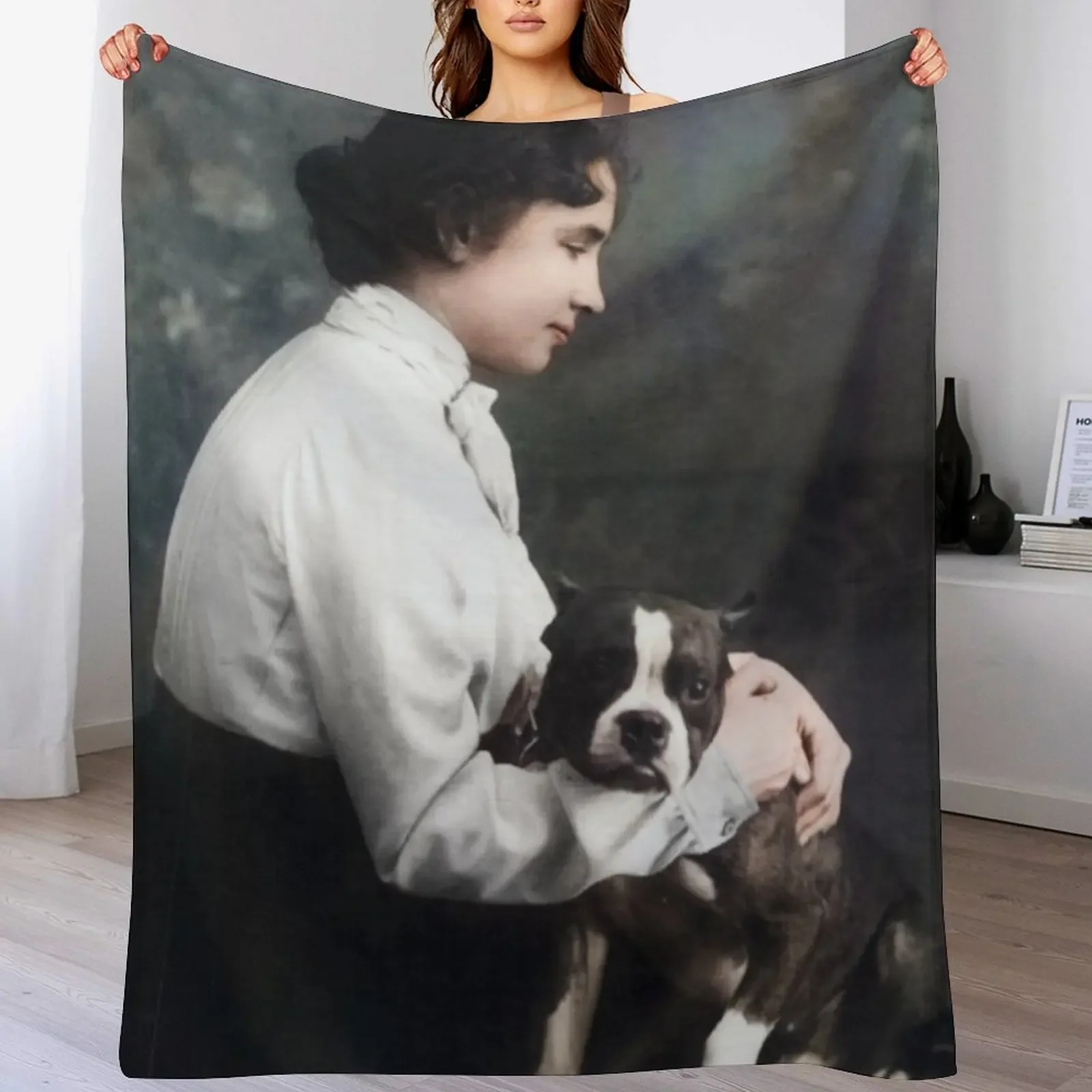 Helen Keller and her Dog Throw Blanket Cute anime Furry warm winter Blankets