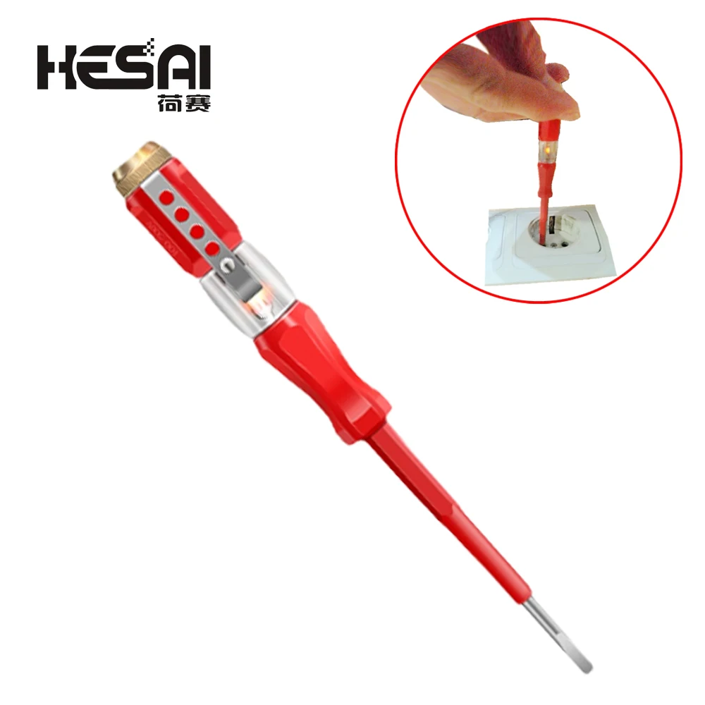 New Portable LED Voltage 100-500V Test Pen Tester Flat Screwdriver Socket Detector Screw Driver Repair Electrician Tools 1PCS