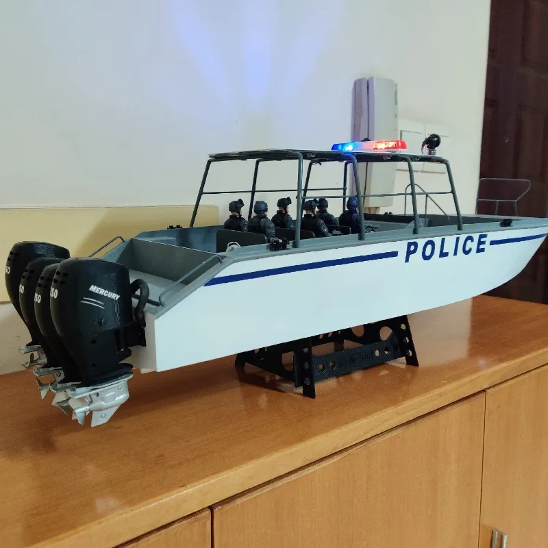 Barco rc 84cm, motor sem escova, polícia marinha, controle remoto, lancha motora, impressão 3d, peça única, barco rc moldado, rtr, brinquedo adulto, presente