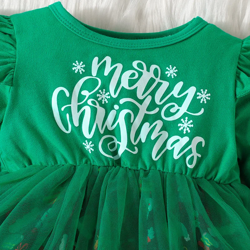 Christmas Dress For Toddler Girls Tulle Dresses Santa Claus Print Long Sleeve Princess Dress 2023 Autumn Baby Party Clothing