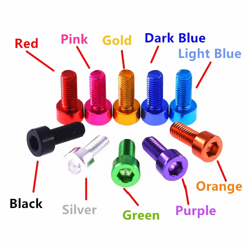 5Pcs 7075 Aluminum Allen Socket Screw M5 M6 Colourful Aluminum Alloy Hexagon Hex Socket Cap Head Machine Screw Bolt