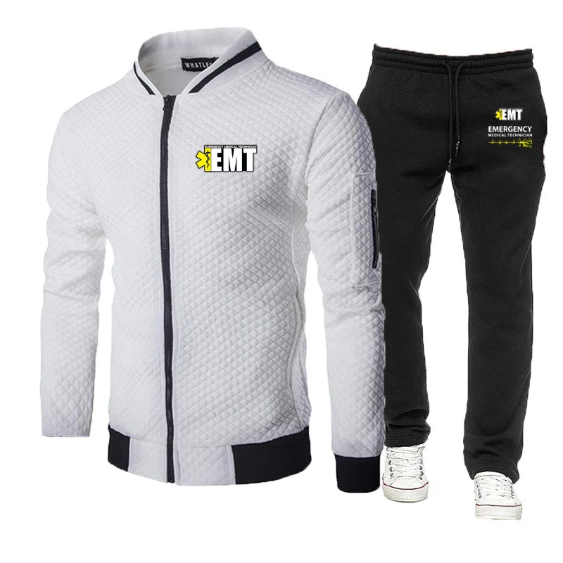 

EMT Emergency Medical Technician Medic Rescue 2025 весенне-осенние мужские тонкие толстовки с круглым вырезом на молнии + спортивные длинные брючные костюмы