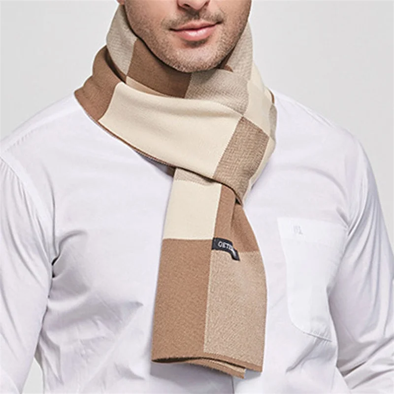 Luxury Brand Men Scarf Winter Warm Cashmere Scarves Fashion Men\'s Pashmina Shawl Business Bufandas Male Accessories