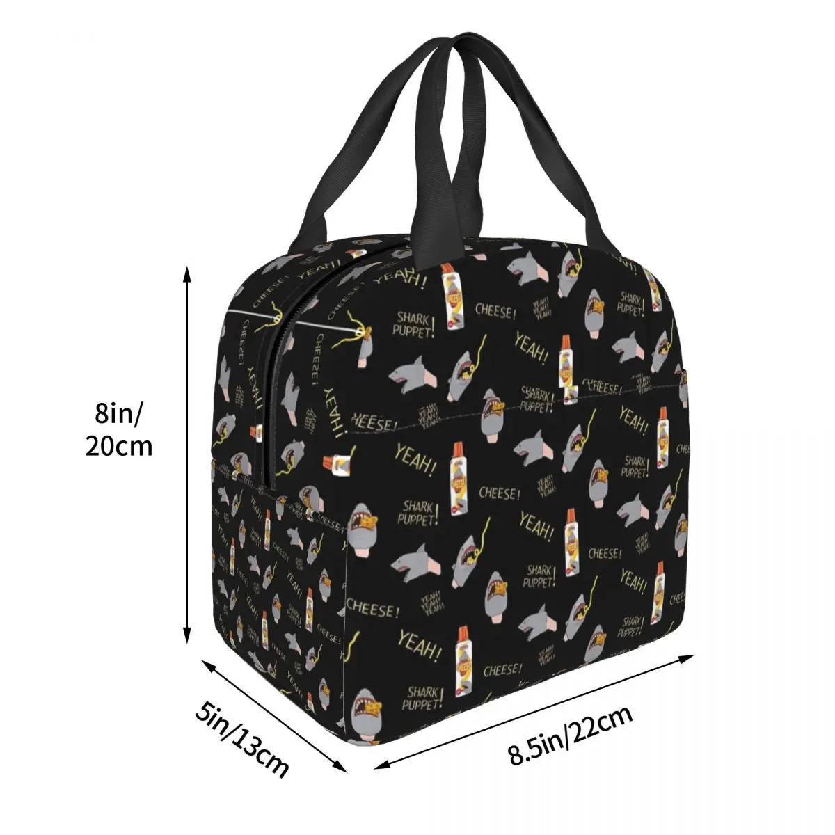 TikTok On Repeat Shark Puppet Seamless Pattern Lunch Bag Insulated Bento Box Lunch Tote Leakproof Picnic Bags Cooler Thermal Bag