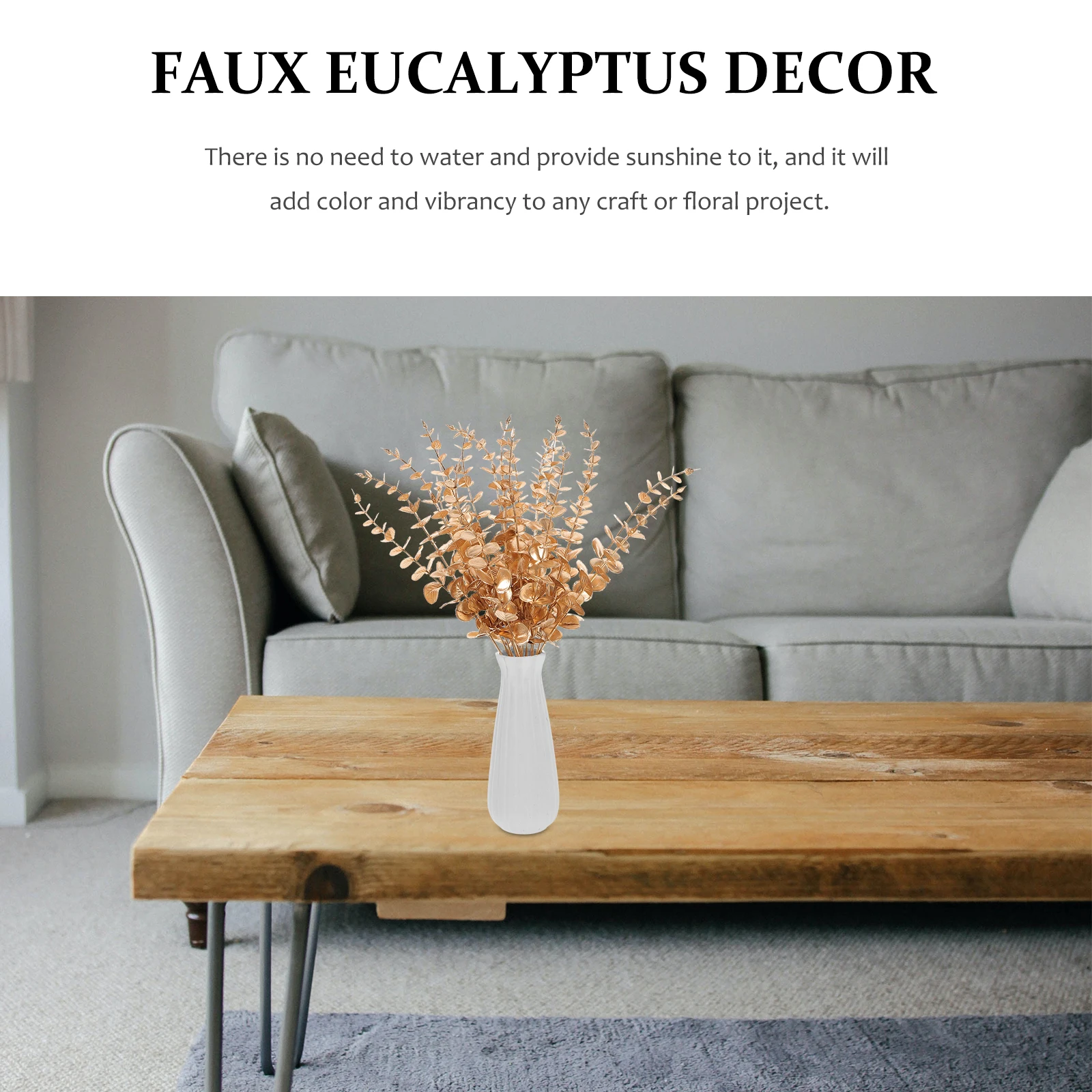 

20 Pcs Simulated Golden Eucalyptus Faux Floral Stems Bouquet Decor Fall Home Leaves Artificial Eucalyptuses Plastic Fake Flower