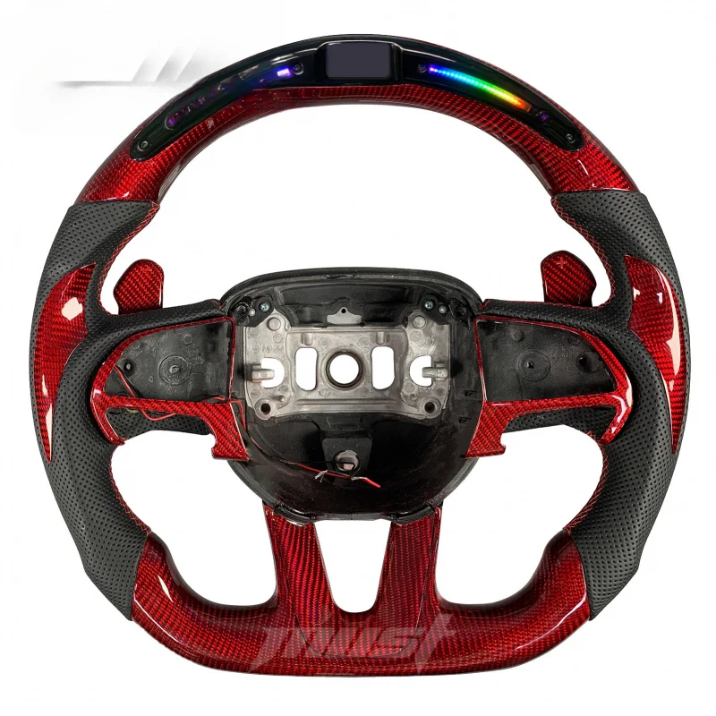 

SAAR для Dodge Charger Challenger SRT R/T Hellcat Redeye Scat Pack 392 2013-2023, красный руль из углеродного волокна