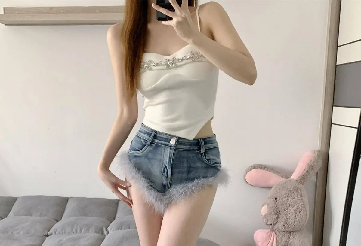 New European And American Cross-Border High-Waisted Hot Girl Looks Slim And Plus Size Stretch Summer Jeans Denim Short
