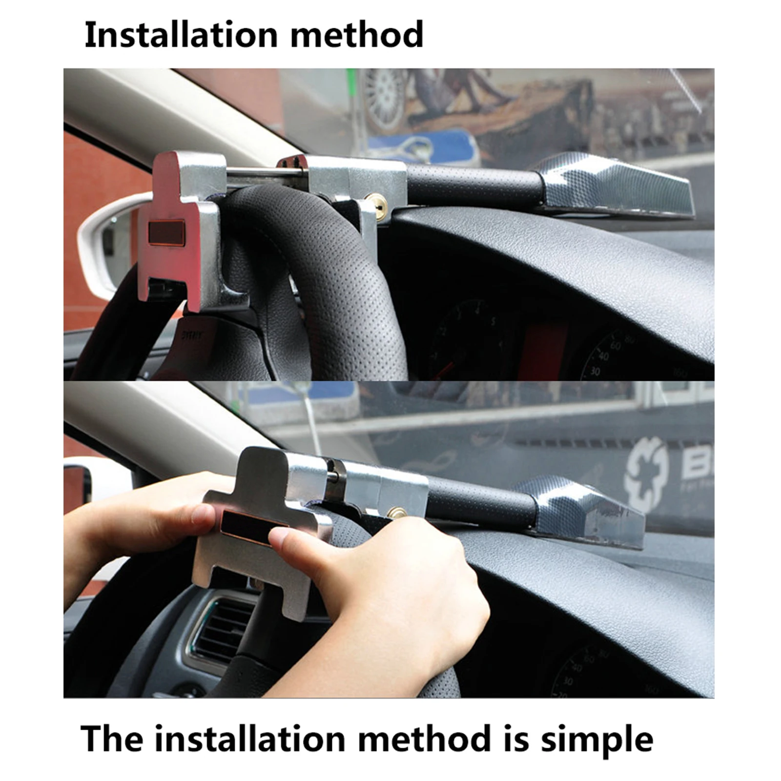 Car Steering Wheel Lock Steel Retractable T-Locks Car Alarm Lock Universal Anti Theft Protection Device With 2 Keys