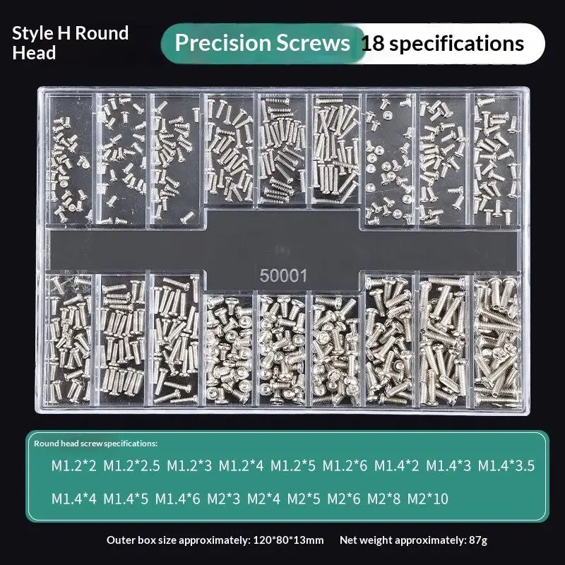 (YY)2025 1 مجموعة ساعة المسمار صندوق 18 أنواع مسامير عدة صغيرة شقة مسمار لولبي الرأس لأجهزة الكمبيوتر المحمول هاتف لوحي عدسة الكاميرا إصلاح الملحقات