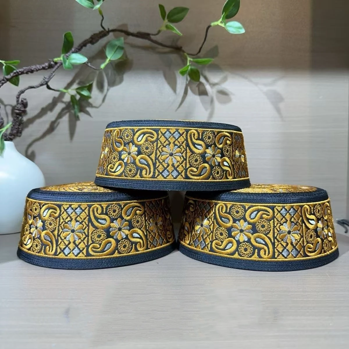 Free Shipping Muslim Caps For Men Clothing Prayer Hat Islamic Taqiyah Kufi Tax Products Kippa Turkish Modern Polyester 03580