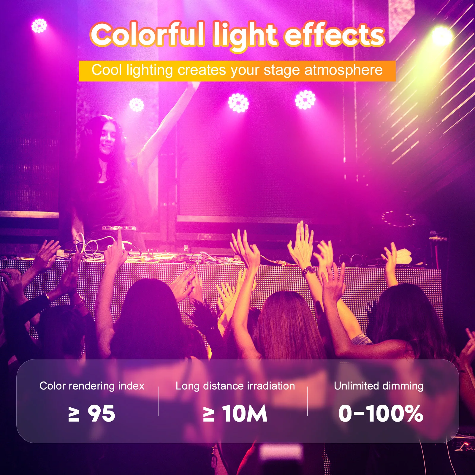 Yiflamefly 8 Pcs 18 LED Par Light 200W LED Stage Light 4 in 1 RGBW Stage Lighting Spotlight With DMX512 For Party Wedding DJ