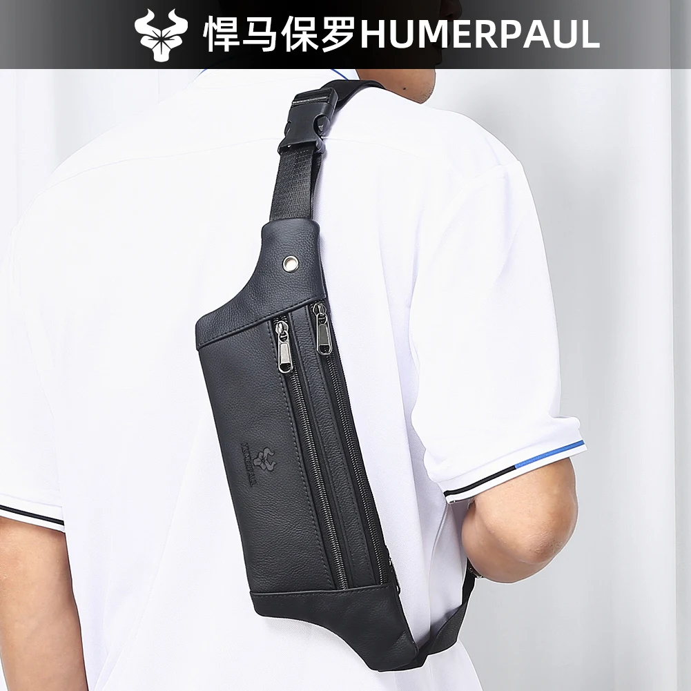 

HUMERPAUL Genuine Leather Men's Crossbody Bag Casual Busin Waist Bag for Commuting And Outdoor Activities